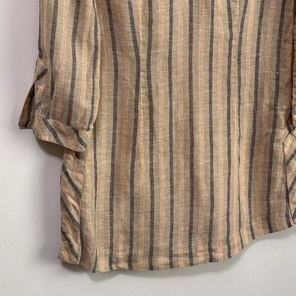 Brooks Brothers Linen Tunic S Swim Cover Stripes Summer Classic 3/4 Sleeve Top - Picture 5 of 12